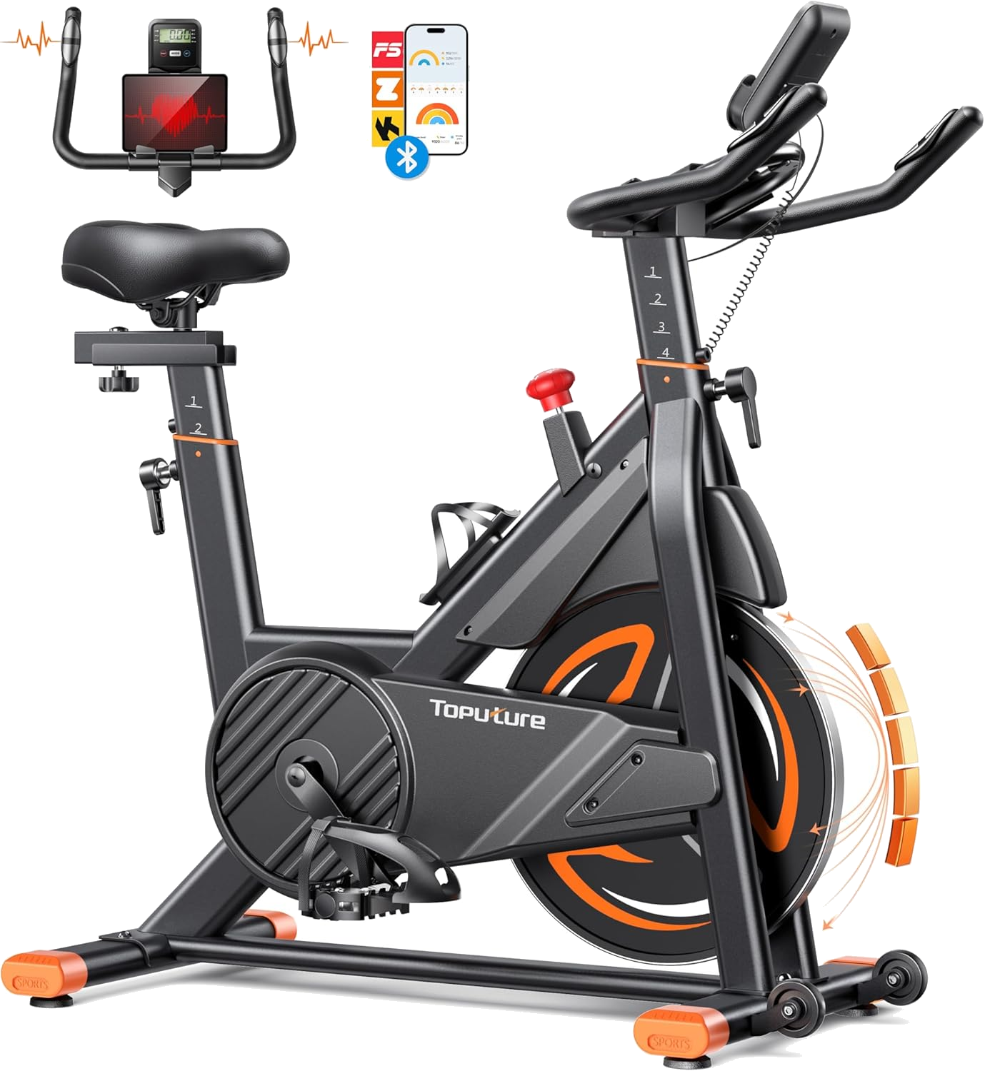 2026 Toputure Heimtrainer Fahrrad mit APP, 0-100% Magnetwiderstand Ergometer, 15KG Schwungrad, Bis 160KG, Hometrainer Indoor Bike mit LCD, Tablet-Halter, Getränkehalter, Ultraleise