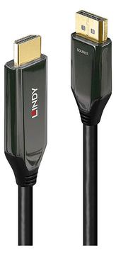 Lindy Adapterkabel - DisplayPort männlich zu HDMI männlich - 1 m - abgeschirmt - Schwarz - rund, unterstützt 8K 60 Hz