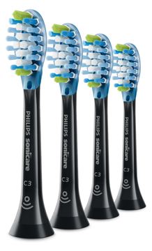Philips Sonicare C3 Premium HX9044 Plaque Control - Austausch-Bürstenkopf - für Zahnbürste - Schwarz (Packung mit 4)