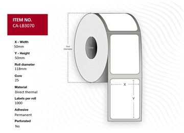 Capture CA-LB3070 - Weiß - Rolle - Thermodirekt - Permanent - 11,8 cm - 5 cm