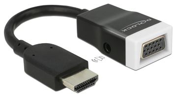 Delock Adapter HDMI-A Stecker > VGA Buchse mit Audio - Schwarz / Weiß