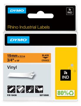 Dymo RhinoPRO - Vinyl - permanenter Klebstoff - orange - Roll (1.9 cm x 5.5 m)