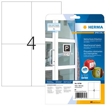 HERMA Wetterfeste Impraegn.Etik.A4 20 Blatt 105x148 - Spezial-Papier - A4