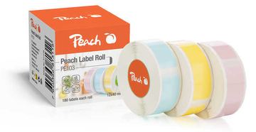Peach Etiketten-Rollen PE103 3 Rollen 3x 180 Stueck 12x40 mm 3 Farben