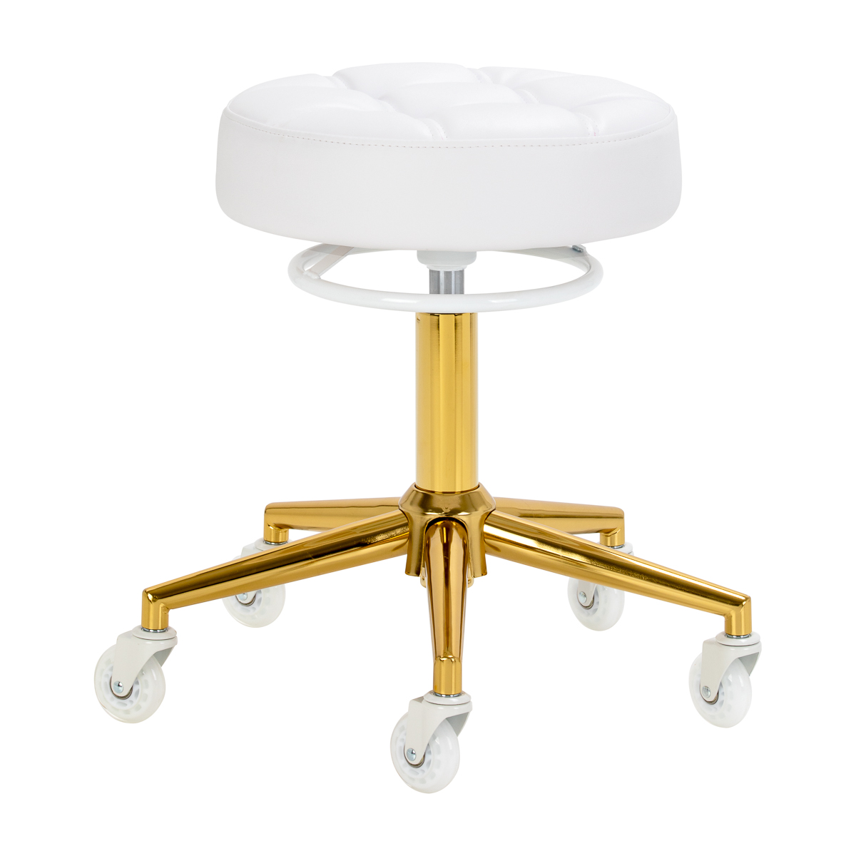 Friseurhocker Kosmetikhocker Gabbiano D054G weiß-gold
