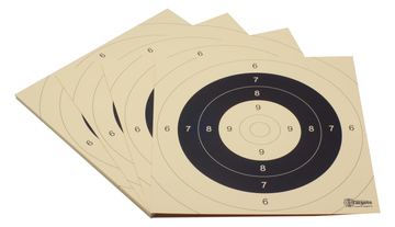 Zielscheiben *P25 Target* | 26x26 cm | Schießscheibenkarton 200g/m² | Ideal für Präzision und Mehrdistanz schießen | 9er, 10er und Mouche in Papierfarbe (100 Stück)
