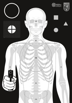 X-Targets Zielscheibe *Wega Defensive Target* | 50 x 70 cm | Papier 120g/m² | Ideal für das Verteidigungsschießen der Wega | Verschiedene Trefferzonen für perfektes Training (40 Stück)