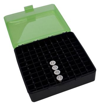 MTM P-100-44-16T 100 Klappbare Munitionskiste, rund, 41/44/45 Kalk, Made in USA, transparent/schwarz