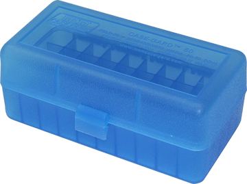 MTM 50 Round Flip-Top Rifle Ammo Box WSSM, 500 S&W (Clear Blue)
