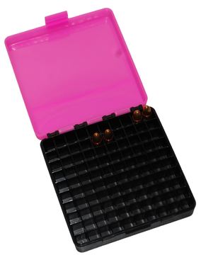 Odeon Case Patronenbox 9 mm Luger /.380 Auto für 100 Patronen Patronen Box Ammo Box für Wiederlader (Pink)
