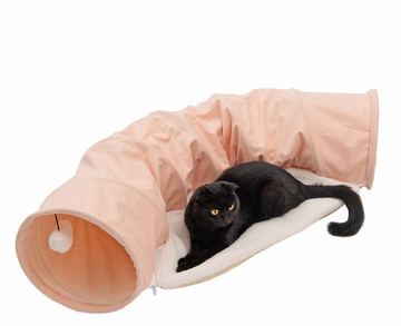 Katzentunnel/Kissen L105xB60xH30cm in "pink/weiß"