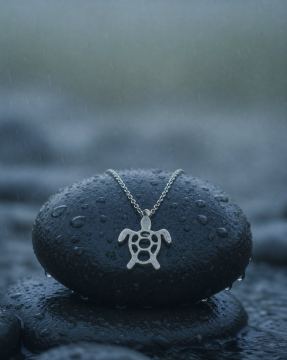 Kette mit Schildkröte Var. C - rostfreier Edelstahl