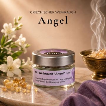 Griechischer Weihrauch Angel im dekorativen Glas – hell & handgemacht