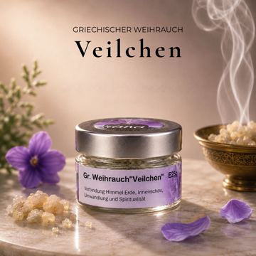Griechischer Weihrauch Veilchen – zart, transformierend & seelisch öffnend (Glas)