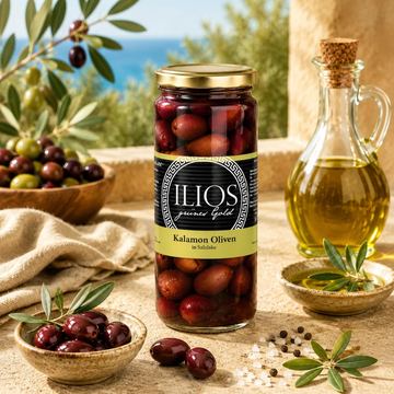 Kalamata Oliven in Salzlake – Kalamon-Oliven mit Kern, 300 g