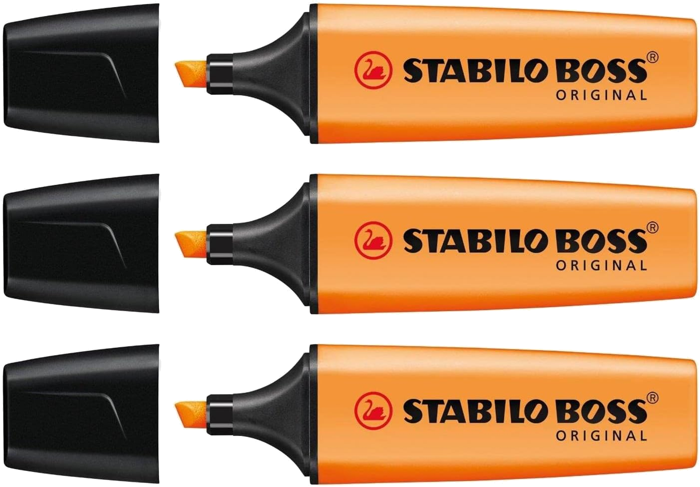 Stabilo Set mit 3 Textmarkern Boss Original, nachfüllbar, abgeschrägte Spitze, 2–5 mm, Orange