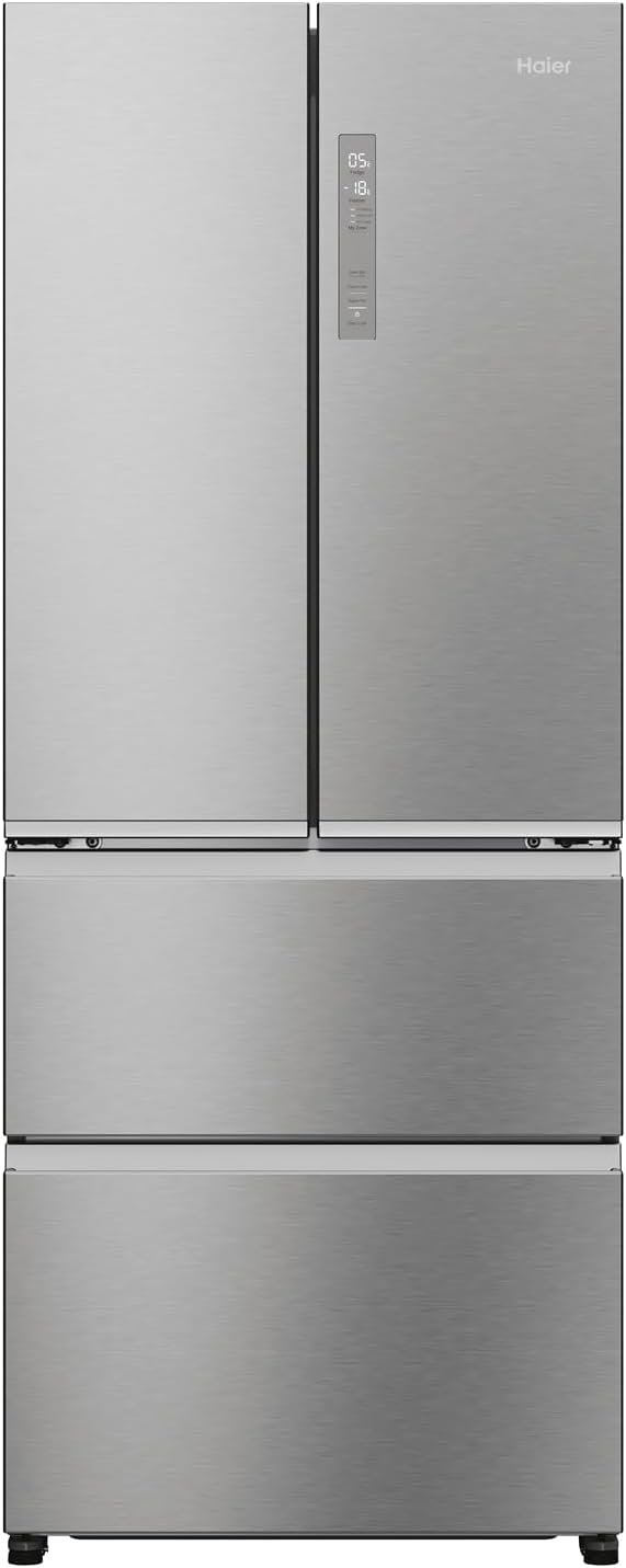 Haier French Door Kühl-Gefrierkombination 70 cm Breite I 402 L French Door Kühlschrank, freistehend I Doppeltür Kühlschrank mit Gefrierfach, No Frost I LED, Touch-Display I FD 70 SERIE 3 HFR3718ENMM