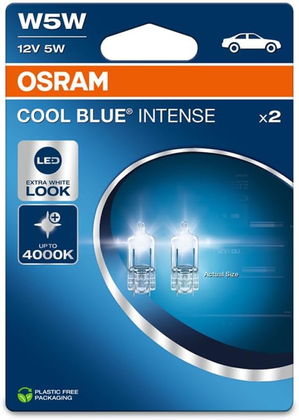 Osram COOL BLUE® INTENSE W5W, up to 4,000K, halogen signal lamp, double blister (2 lamps)
