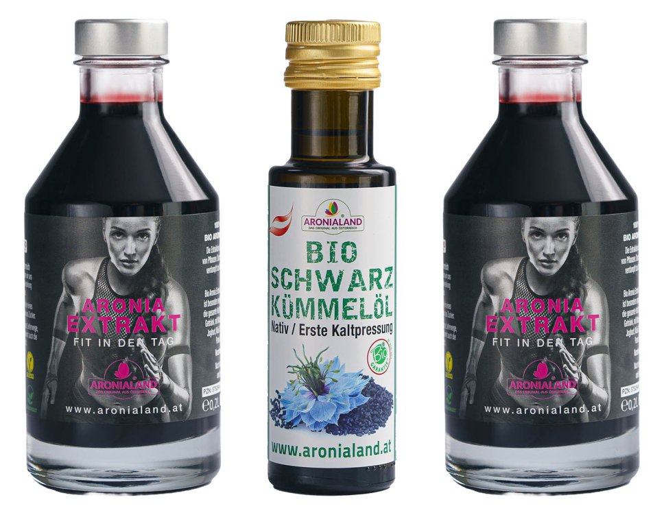Bio Aronia Extrakt und Bio Schwarzkümmelöl im Set