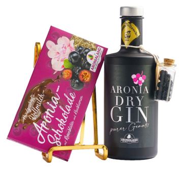 Aronia Genuss Duo: Aronia Dry Gin 350 ml mit Aronia Vollmilchschokolade 100g im Set