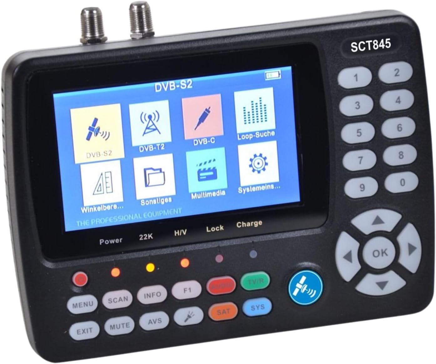 Summit SCT 845 Satelliten Messgerät I Sat Finder für DVB-S/S2, DVB-T/T2 & DVB-C I Digitales Messgerät mit 4,3" TFT LCD Display I inkl. Steckernetzteil, AV-Kabel