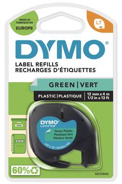 Dymo LetraTAG - Kunststoff - Schwarz auf Grün - Rolle (1,2 cm x 4 m)