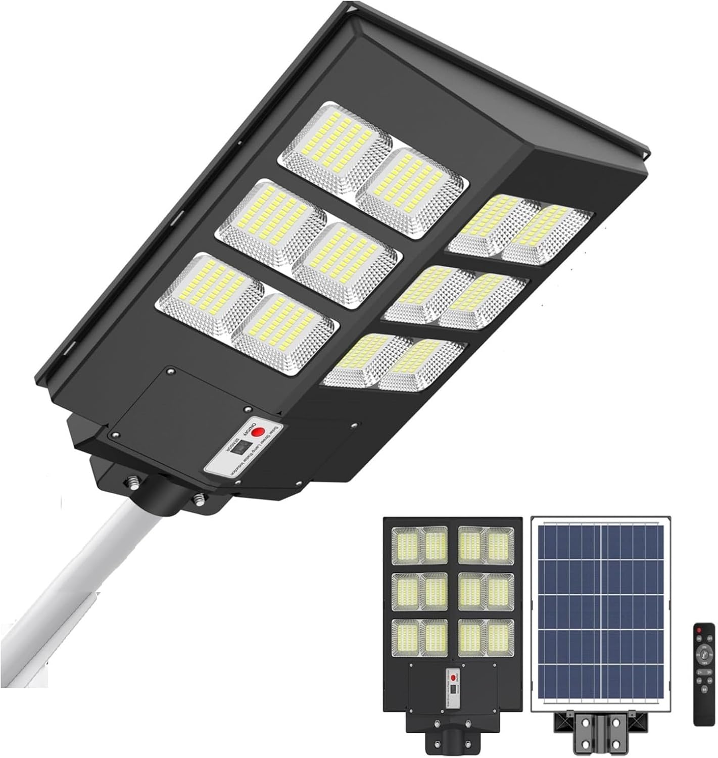 Solarlampen für außen mit Bewegungsmelder, 800W 80000LM IP65 Wasserdicht LED Solar Solarlampen, Dämmerungs- bis Morgengrauen für Terrasse, Parkplatz, Garten