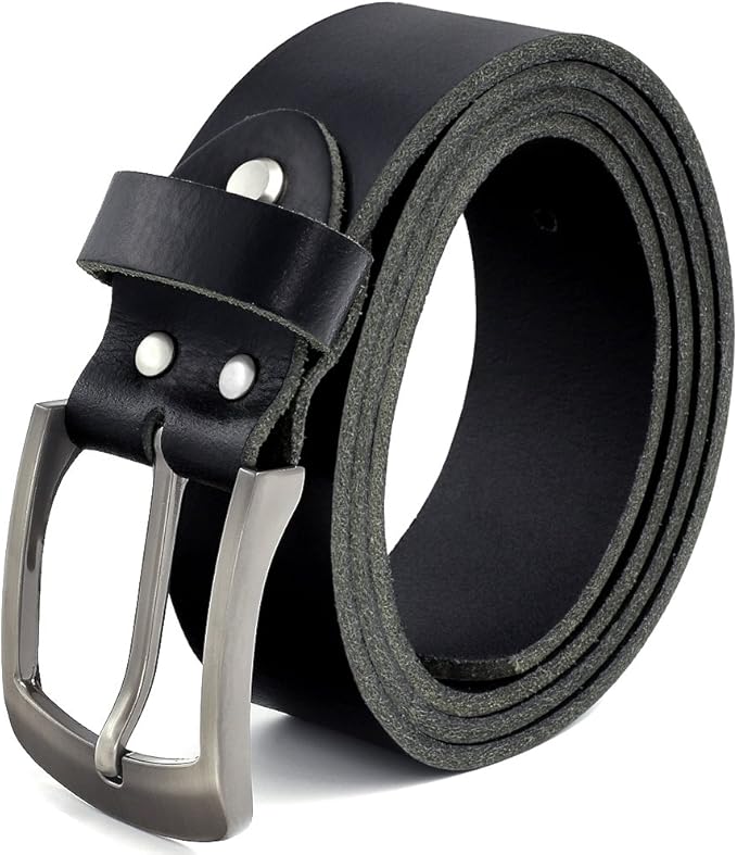 Fa.Volmer ® Gürtel Herren Ledergürtel aus Büffelleder für Männer Jeans Anzug Echtleder Schwarz 38mm breit kürzbar