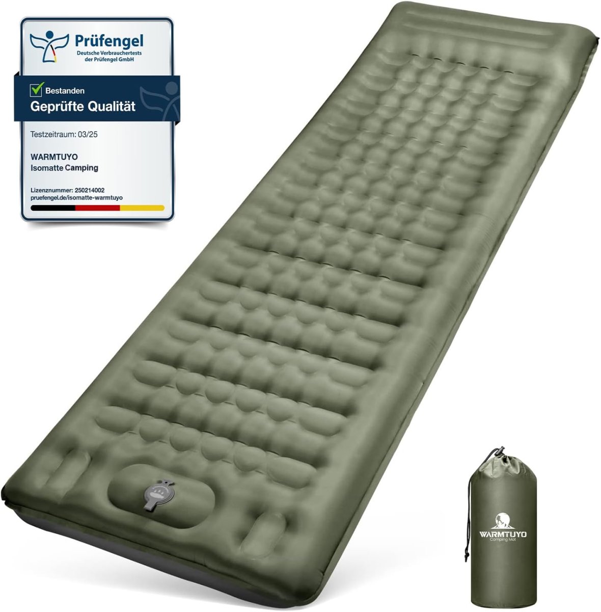 Isomatte Camping, 12CM Verdicktes Aufblasbare Matratze Kleines Packmaß, Wasserdicht Luftmatratze Outdoor mit Fußpressepumpe und Kissen, Anti-Ripstop Schlafmatte für Wandern und Strand