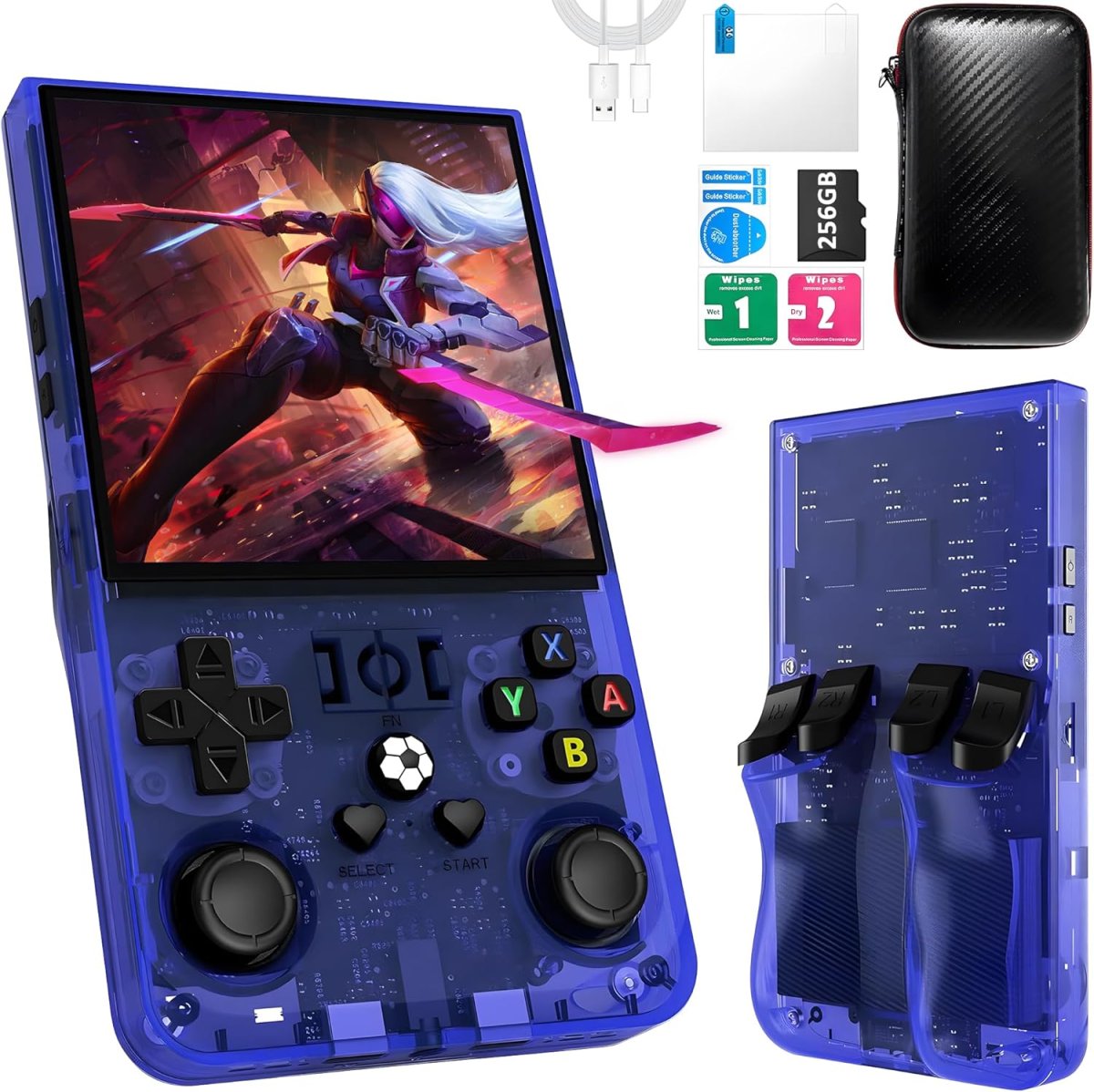R36MAX Retro Handheld Spielkonsole, 256 G über 40.000 Spiele, 4-Zoll-IPS Retro Konsole, Linux-System, 4000-mAh-Akku, Unterstützt Mehrere Emulatoren,Tragbare Mini-Arcade