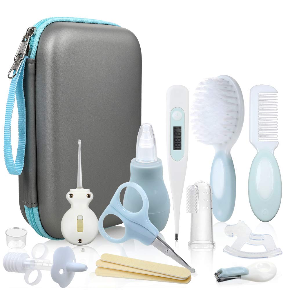 Lictin Babypflegeset 15 teilige Baby Pflegeset Neugeborene mit Fieberthermometer Nasensauger Kamm Nagelschere Baby Erstausstattung Pflegeset für Neugeborene