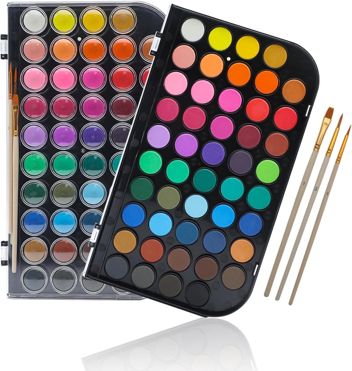 Artecho Aquarellfarben 48 Farben mit 3 Pinsel und 1 Palette, Tragbar und Einfach zu Bedienen, Ideal für Künstler, Hobbymaler, Schule, Kunstunterricht.