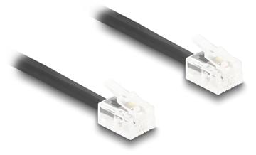 Delock Telefonkabel - RJ-11 (M) zu RJ-11 (M) - 1 m - gewickelt - Schwarz