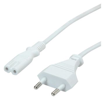 VALUE Stromkabel - Eurostecker (M) zu IEC 60320 C7 - 1 m weiß