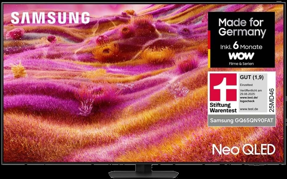 Samsung Neo QLED 4K QN90F 65 Zoll (163 cm) Mini LED Fernseher, Antireflexion, NQ4 AI Gen3 Prozessor, Neo Quantum HDR+, 4K Upscaling Pro, Dolby Atmos, Knox Security, Samsung Vision AI Smart TV