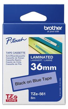 Brother TZe-561 - Schwarz auf Blau - Rolle (3,6 cm x 8 m)