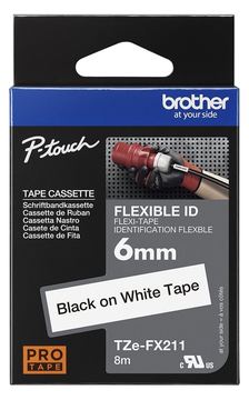 Brother TZe-FX211 - Schwarz auf Weiß - Rolle (0,6 cm x 8 m)