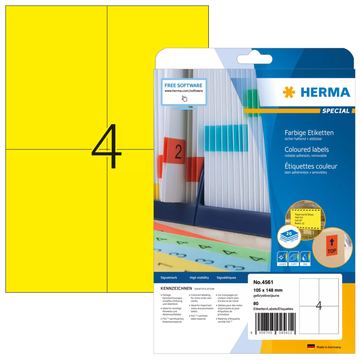 HERMA 4561 - Gelb - Rechteck - A4 - Universal - Matte - Laser/Inkjet