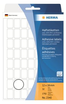 HERMA Permanenter Klebstoff - weiß - 12 x 18 mm 1792 Etikett(en) (32 Bogen x 56)