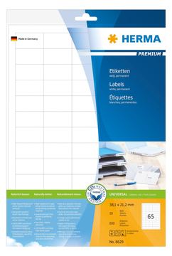 HERMA Premium - Papier - matt - permanent selbstklebend - weiß - 38.1 x 21.2 mm 650 Etikett(en) (10 Bogen x 65)
